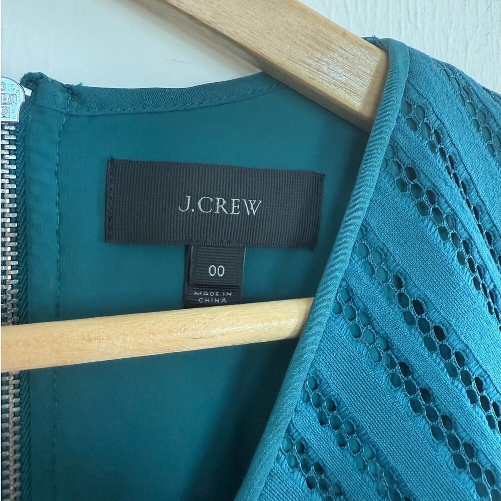 J CREW emerald green v neck crochet eyelet striped sleeveless summer dress - Picture 7 of 7